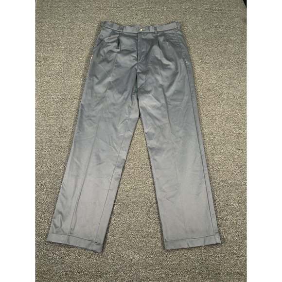 New Haggar Pants Men's 34x34 Gray Look Sharp Khaki Pleated‎ Cuffed Office Dress - Picture 5 of 7